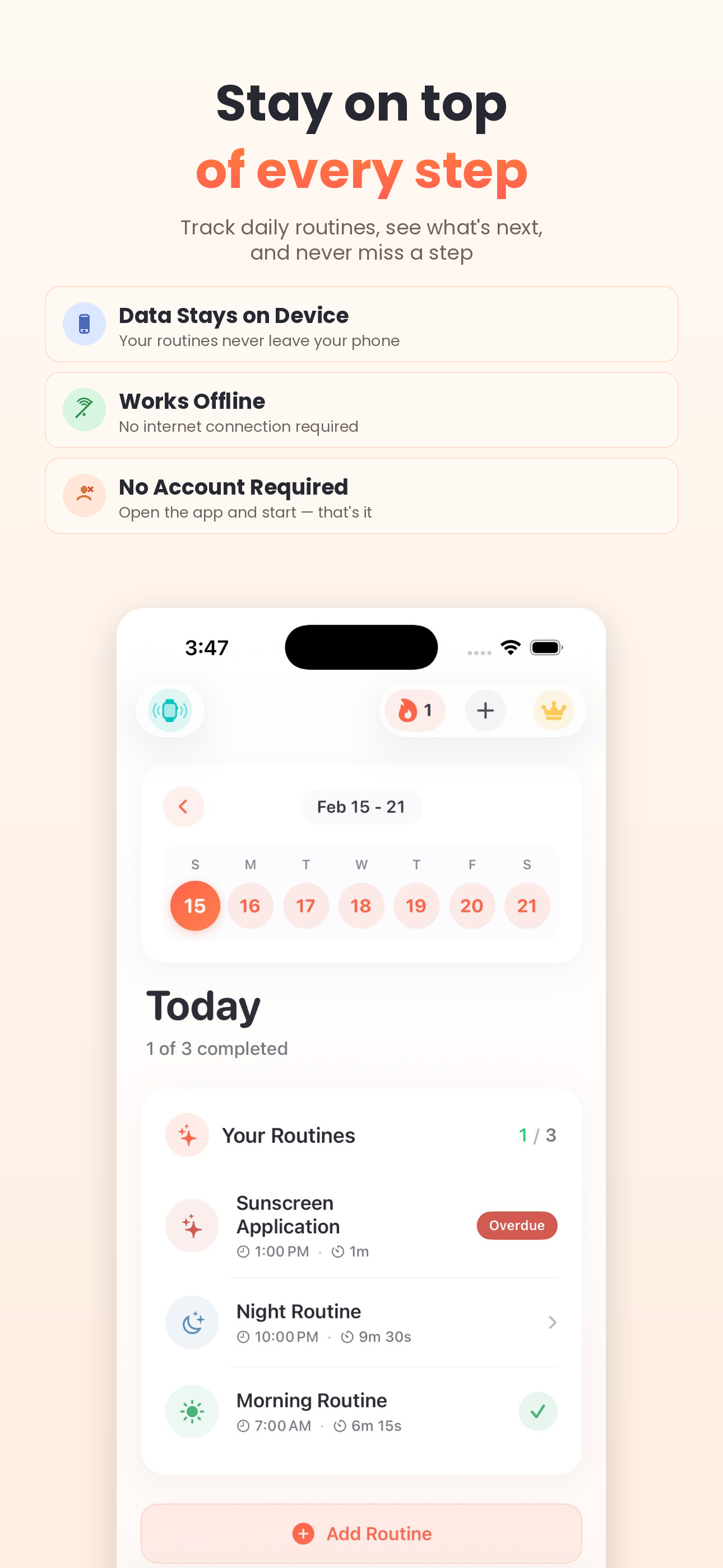 Timer showing apply and wait phases for skincare steps