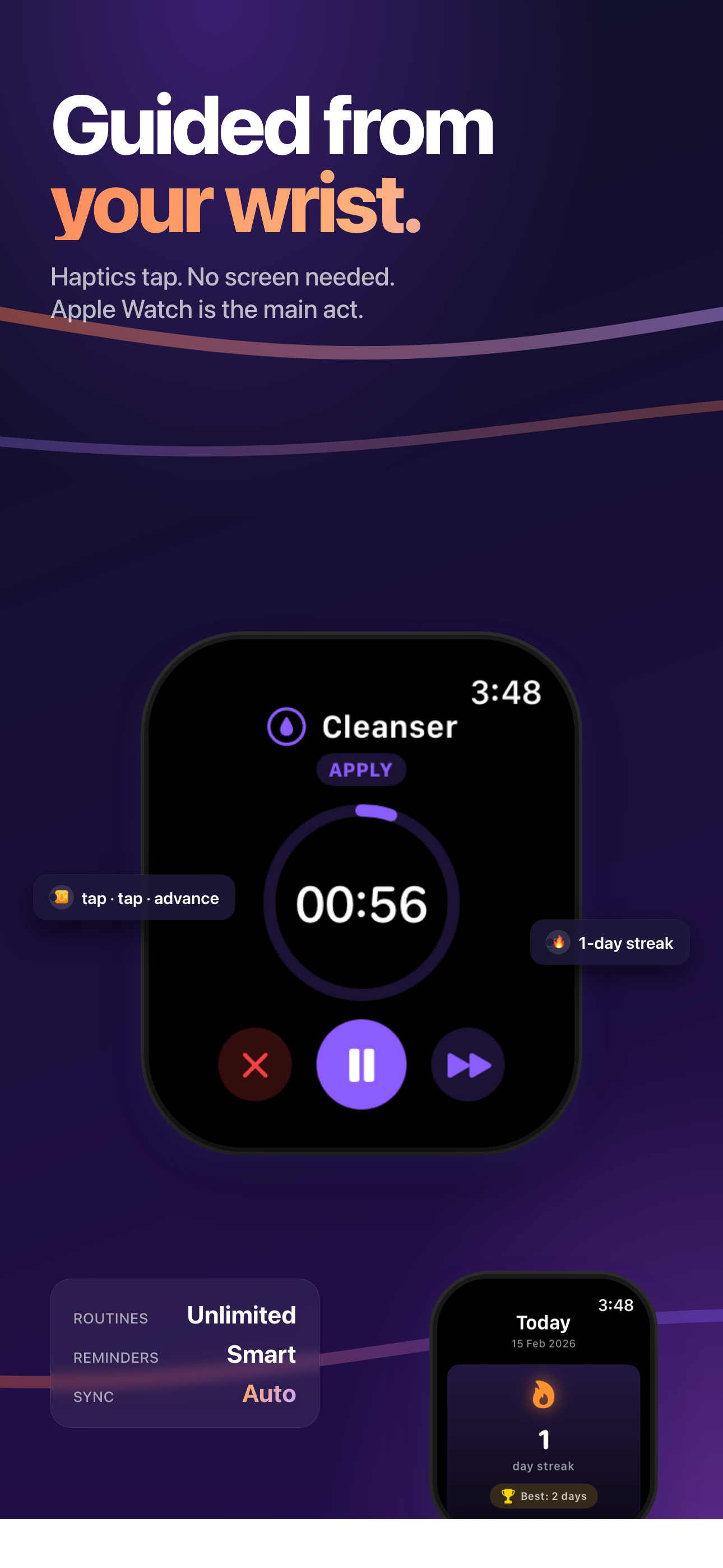 Apple Watch companion view from iPhone settings in Layered Skincare