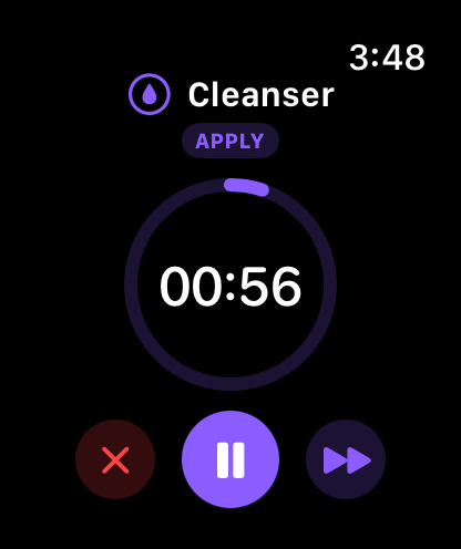 Layered Skincare apply phase on Apple Watch with haptic alert